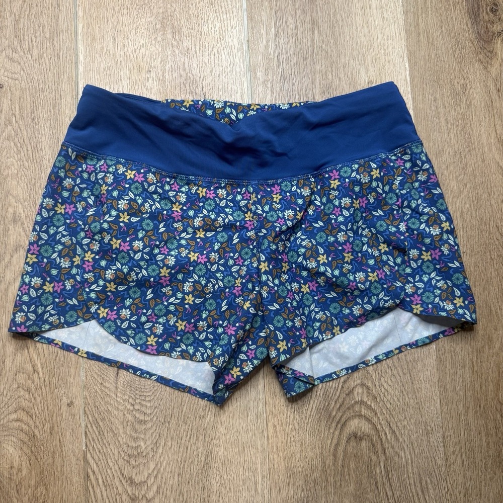 Patagonia Stretch Hydropeak Surf Shorts Floral Logo Blue XS 3.25" Inseam X-Small